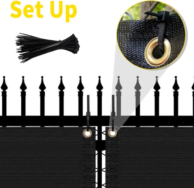 JUNKOGO 3x10Ft Balcony Privacy Screen, Apartment Railing Cover for Sunshade Wind & UV Protection, Outdoor Privacy Fence Screen for Patio, Terrace, Porch & Poolside Protection (Black) - Image 3